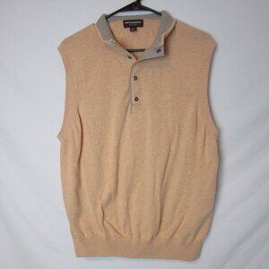 Johnston & Murphy Sweater Vest Pima Cotton Orange Collared Preppy Golf Mens XL